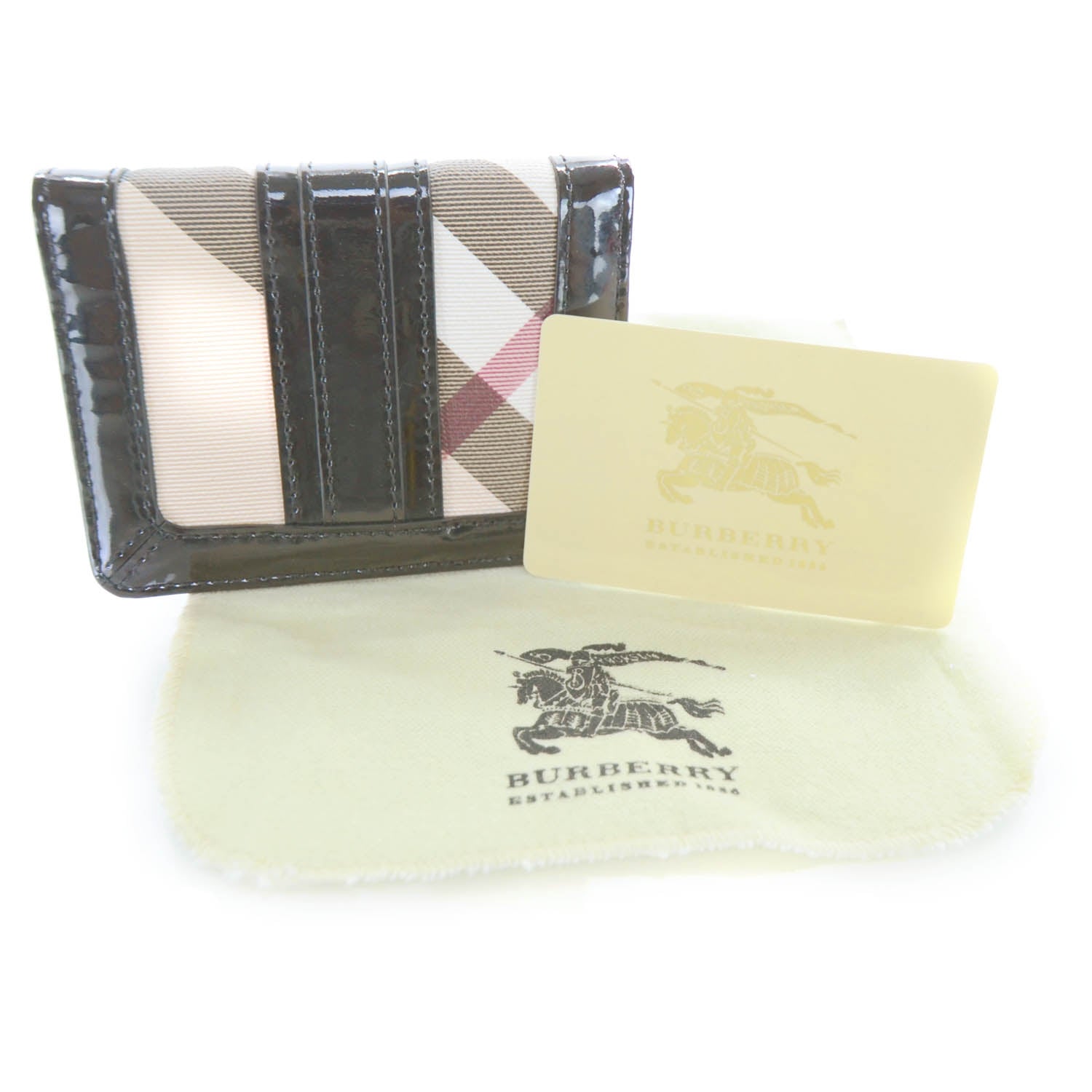 Burberry Patent Nova Check Card Case Wallet 9 of 10