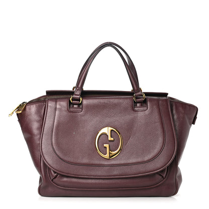 Gucci Metallic Pebbled Calfskin Medium 1973 Top Handle Satchel Burgundy 1 of 18