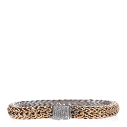 John Hardy Sterling Silver 18K Yellow Gold Diamond 5mm Classic Chain Reversible Bracelet 1 of 5