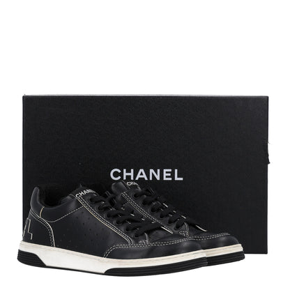 Chanel Calfskin Womens Logo Sneakers 38 Black White 11 of 11