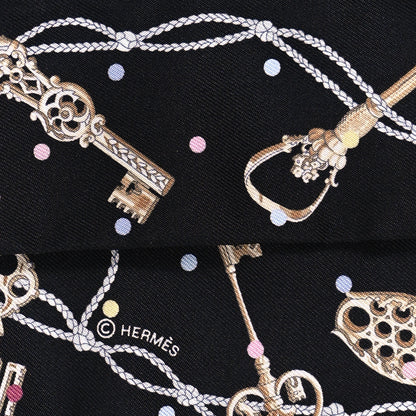 Hermes Silk Les Cles A Pois Twilly Black Beige Rose Multicolor 4 of 4