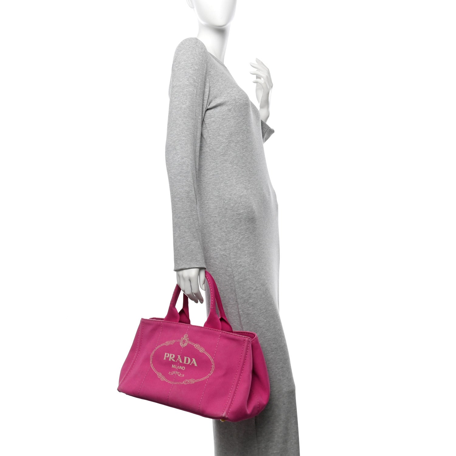 Prada Canapa Logo Shopping Tote Fuxia 2 of 12