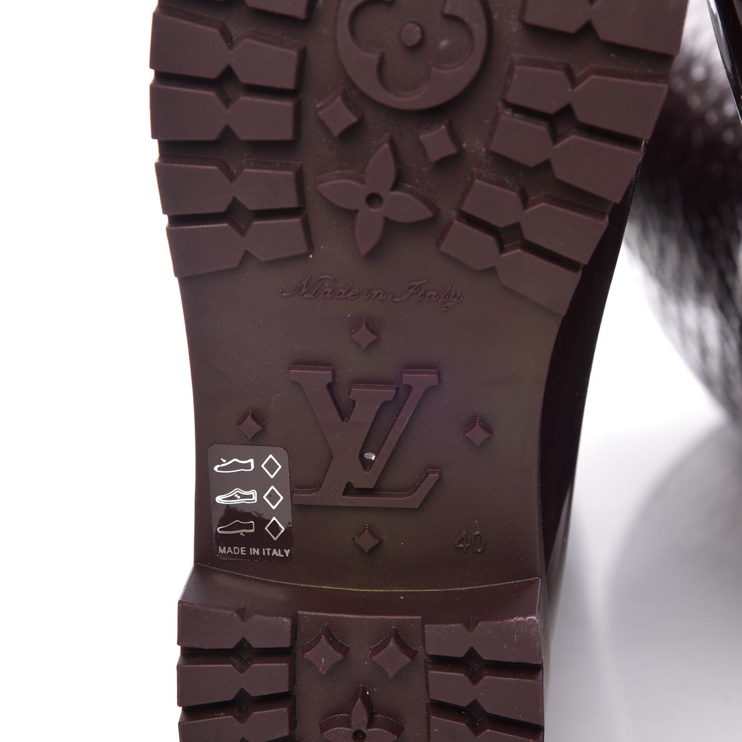 Rubber Embossed Monogram Splash Rain Boots 40 Burgundy