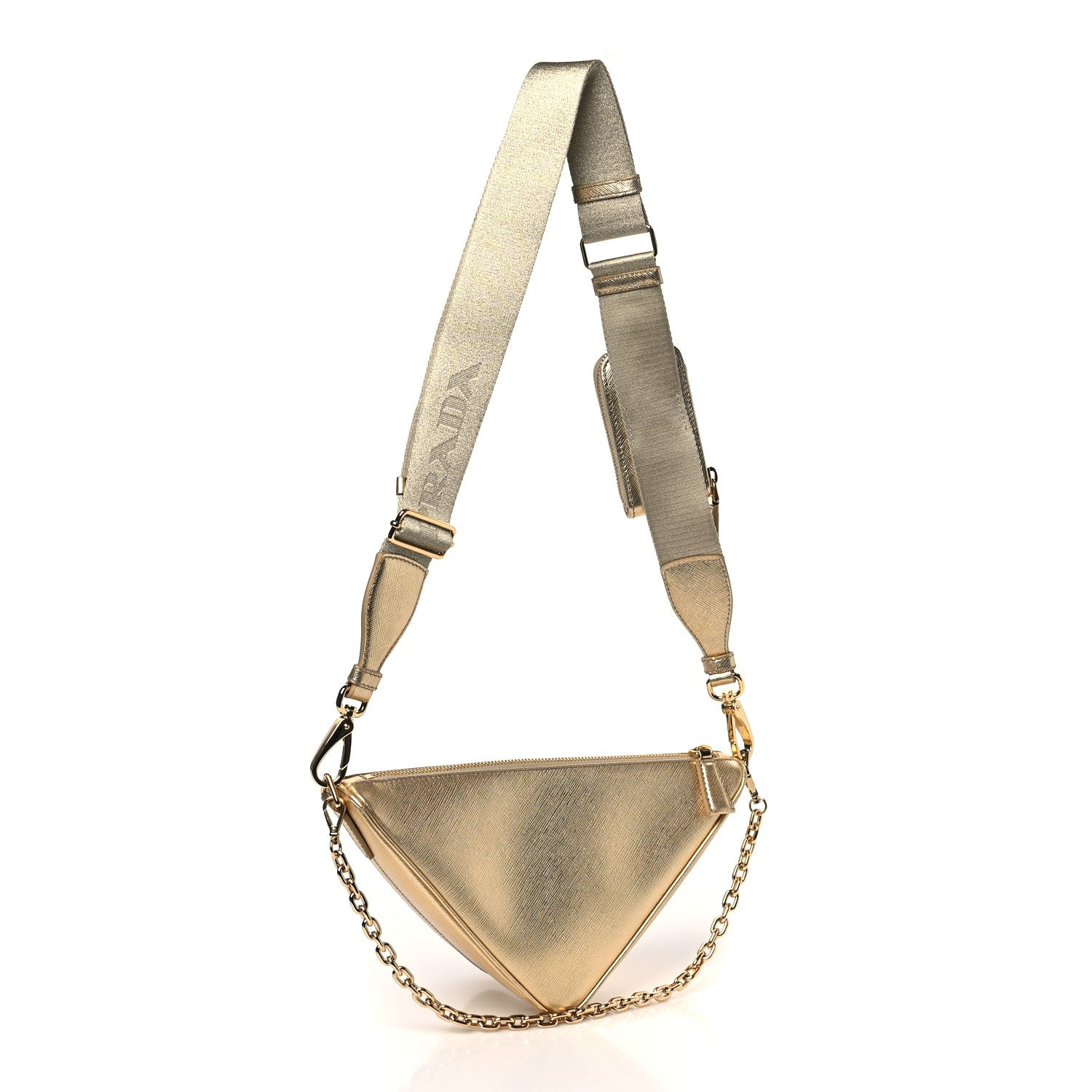 Prada Saffiano Lux Triangle Shoulder Bag Platino 4 of 9