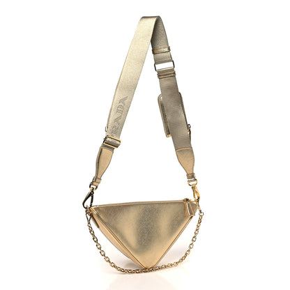 Prada Saffiano Lux Triangle Shoulder Bag Platino 4 of 9