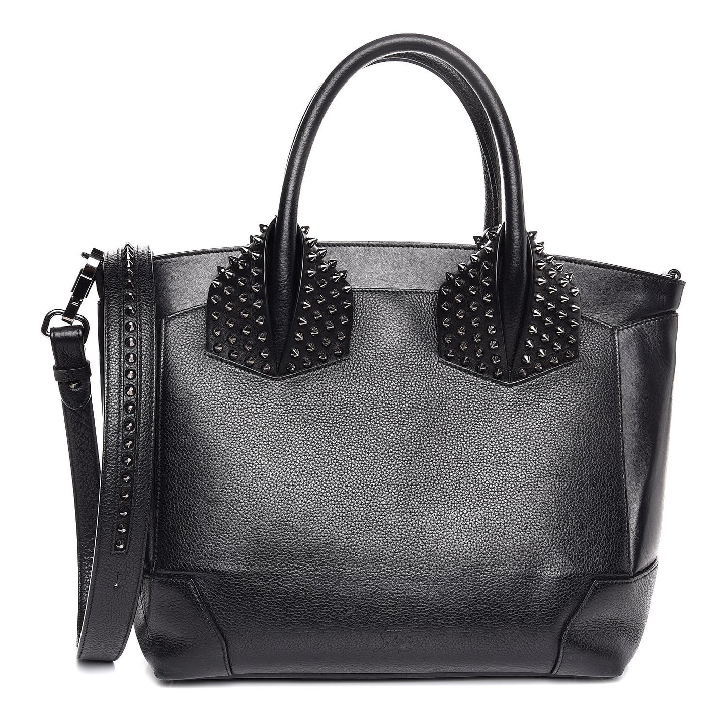 Grained Calfskin Studded Large Eloise Satchel Black