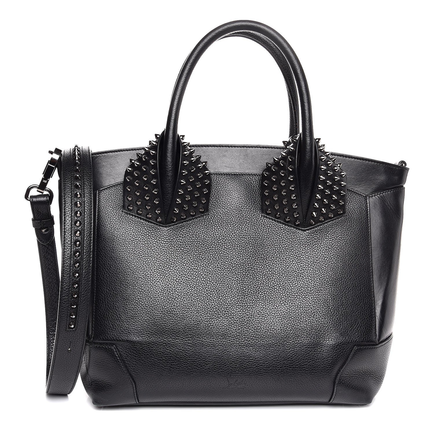 Christian Louboutin Grained Calfskin Studded Large Eloise Satchel Black 1 of 7