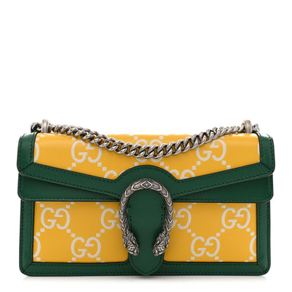 Gucci Azalea Calfskin GG Monogram Bi-Color Debossed Small Dionysus Shoulder Bag Stone Topaz Mystic White Emerald 1 of 11
