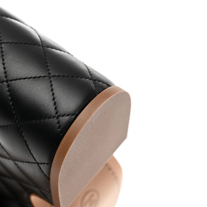 Chanel Calfskin Quilted Chain Around Wedge Sandals 40 Black 11 of 12
