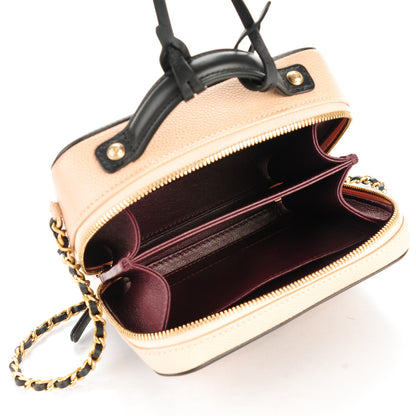 Chanel Caviar Quilted Small CC Filigree Vanity Case Beige Black 5 of 7