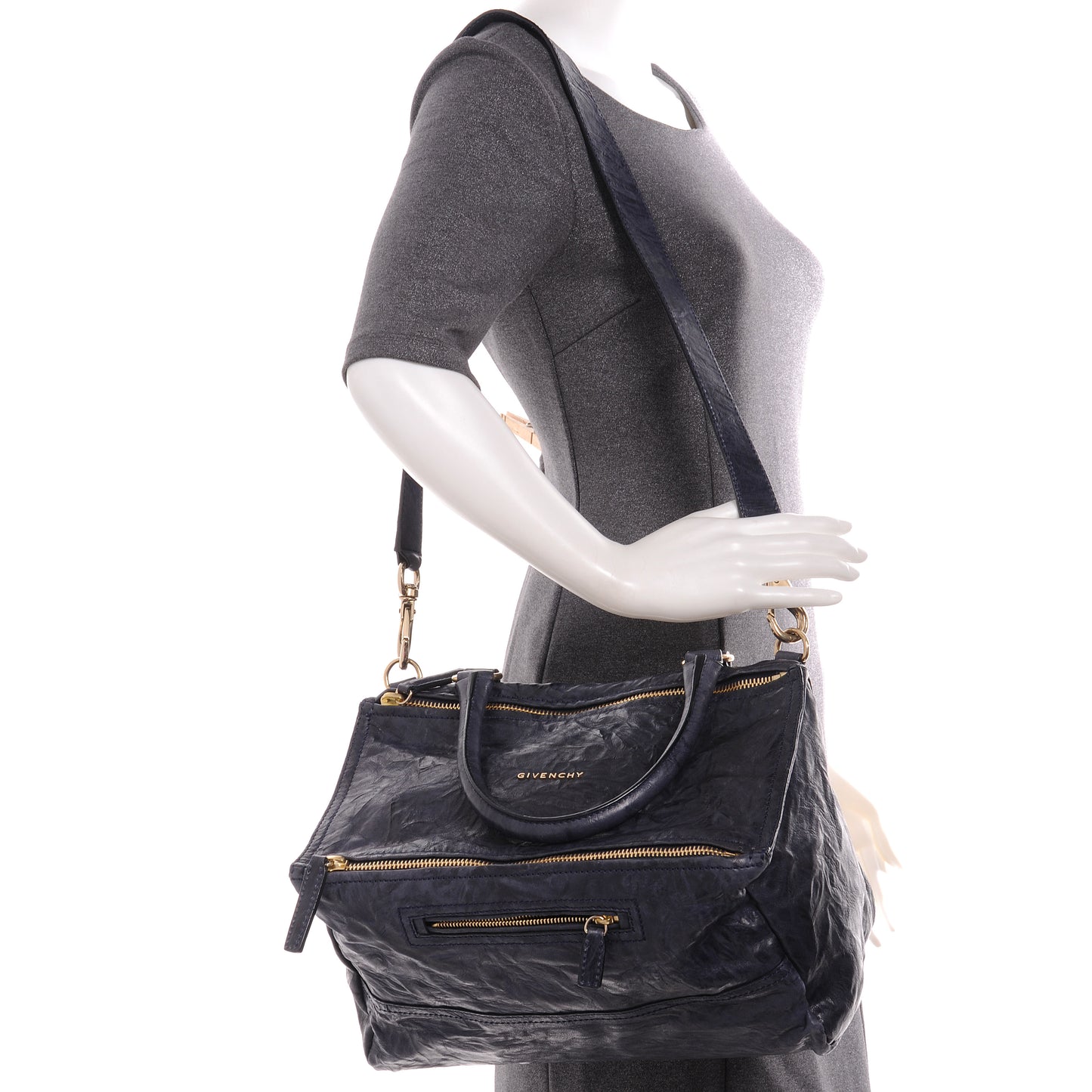 Tumbled Sheepskin Medium Pandora Bag Black