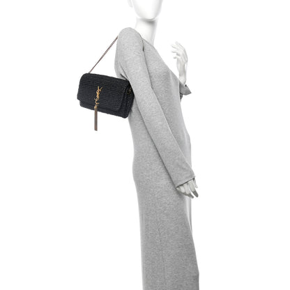 Saint Laurent Raffia Monogram Tassel Kate 99 Black 2 of 11