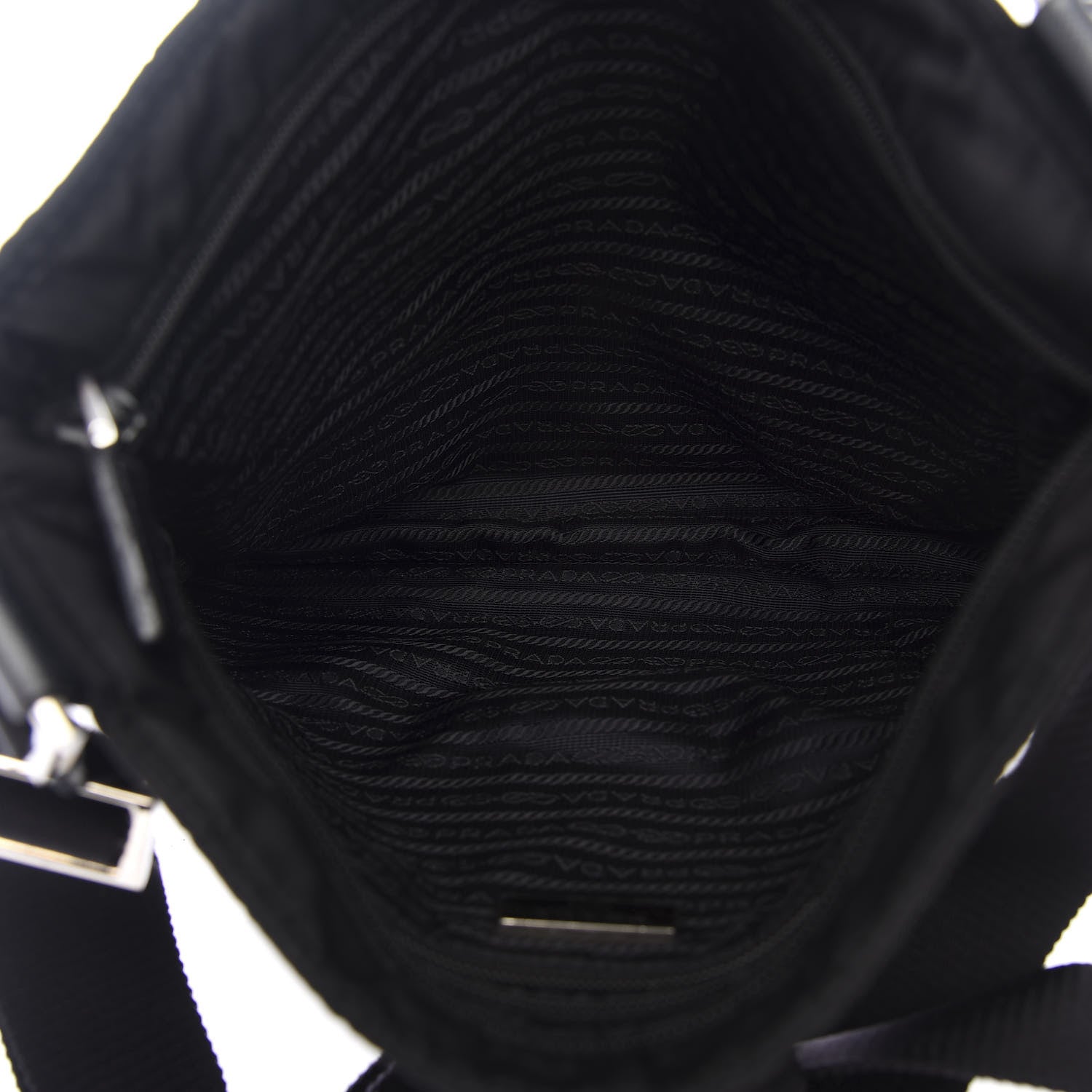 Prada Nylon Flat Messenger Bag Black 4 of 8