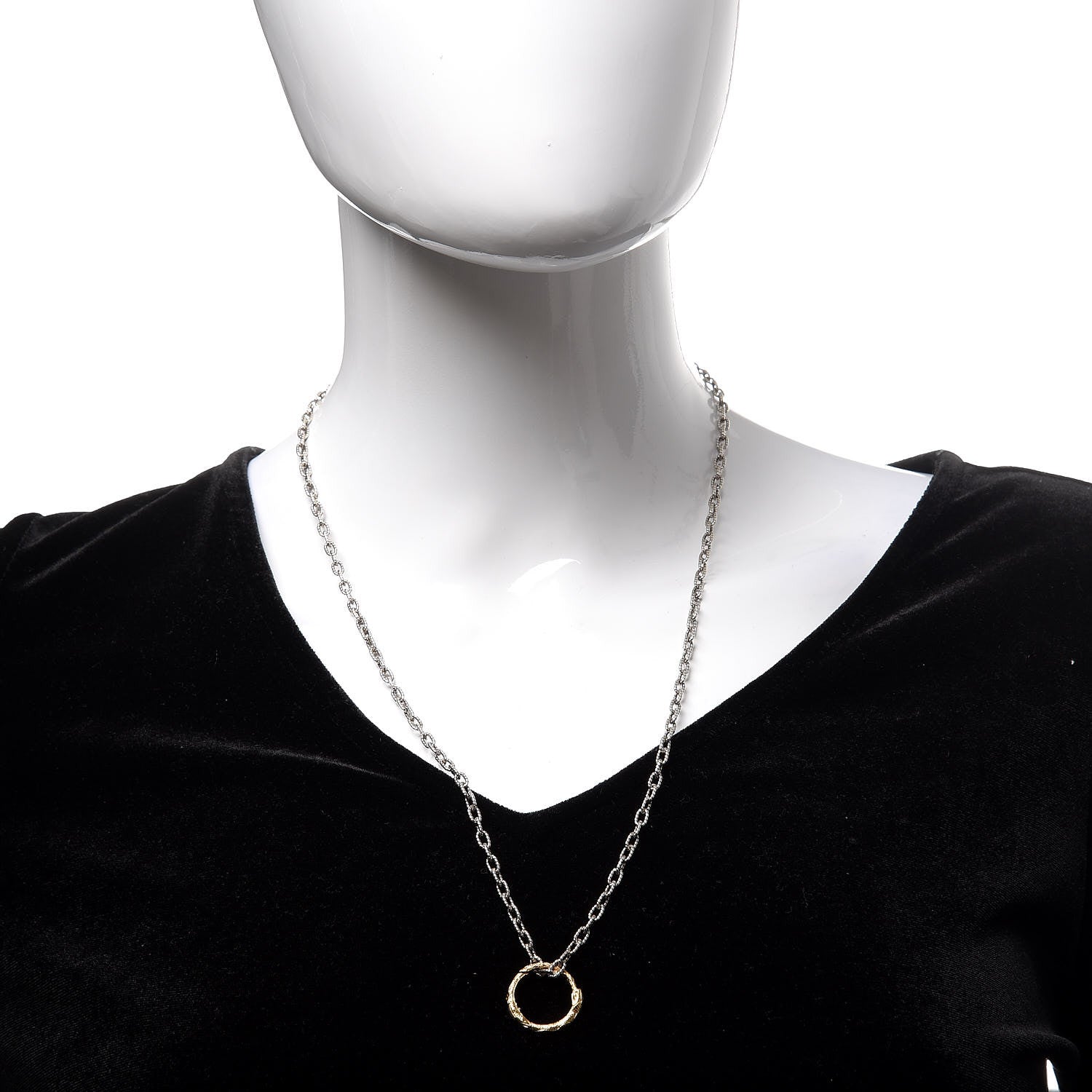 Gucci Sterling Silver 18K Yellow Gold Ouroboros Snake Ring Necklace 2 of 7