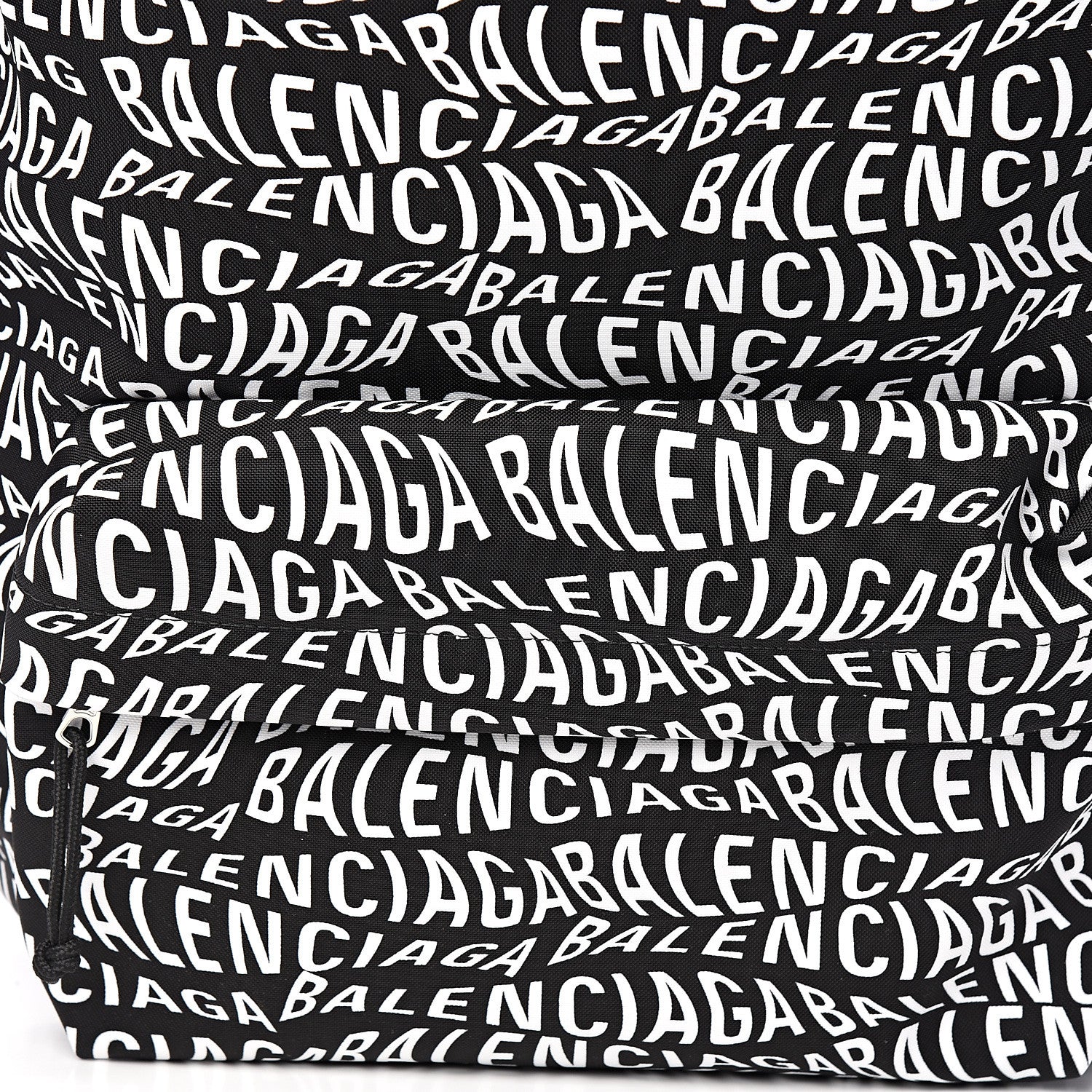 Balenciaga Nylon Wave Logo Printed Wheel Backpack Black White 8 of 10