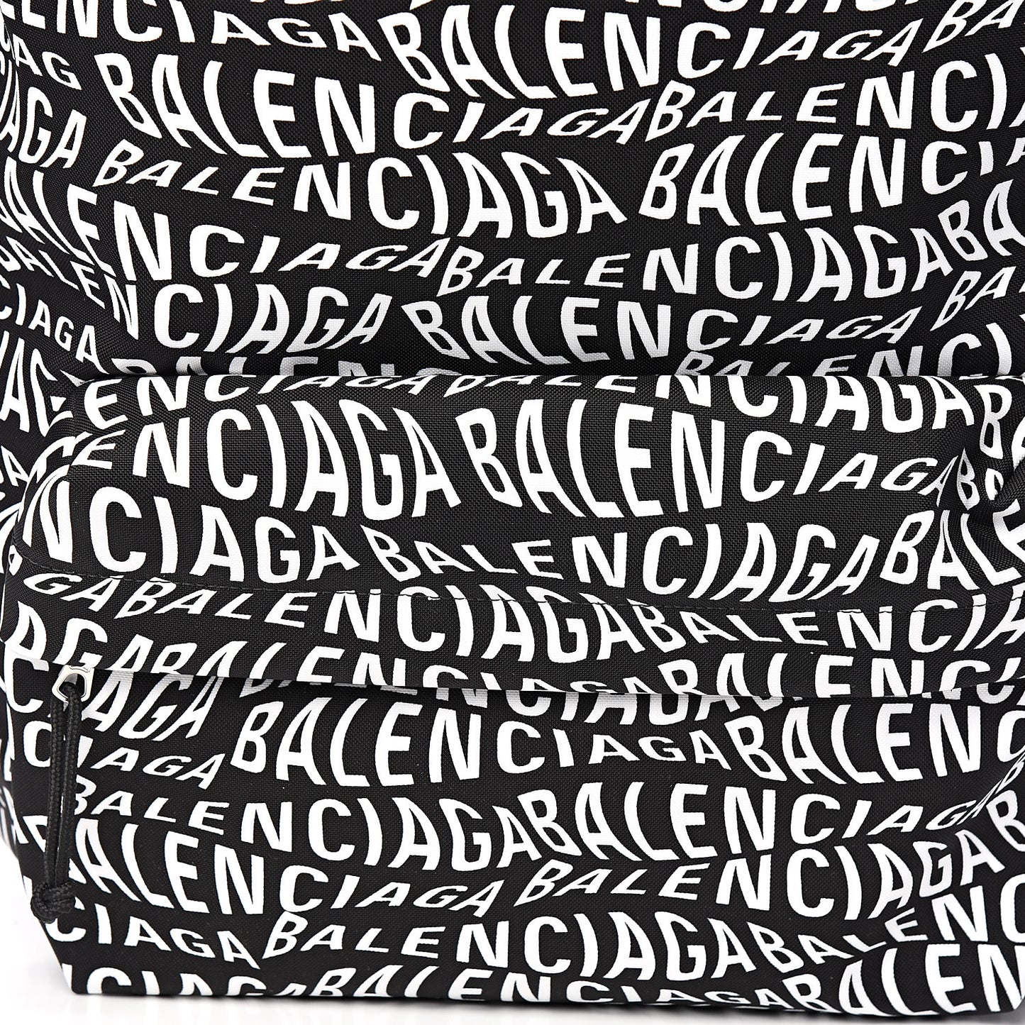 Nylon Wave Logo Printed Wheel Backpack Black White