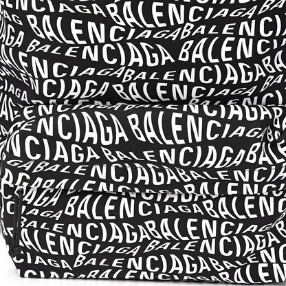 Balenciaga Nylon Wave Logo Printed Wheel Backpack Black White 8 of 10