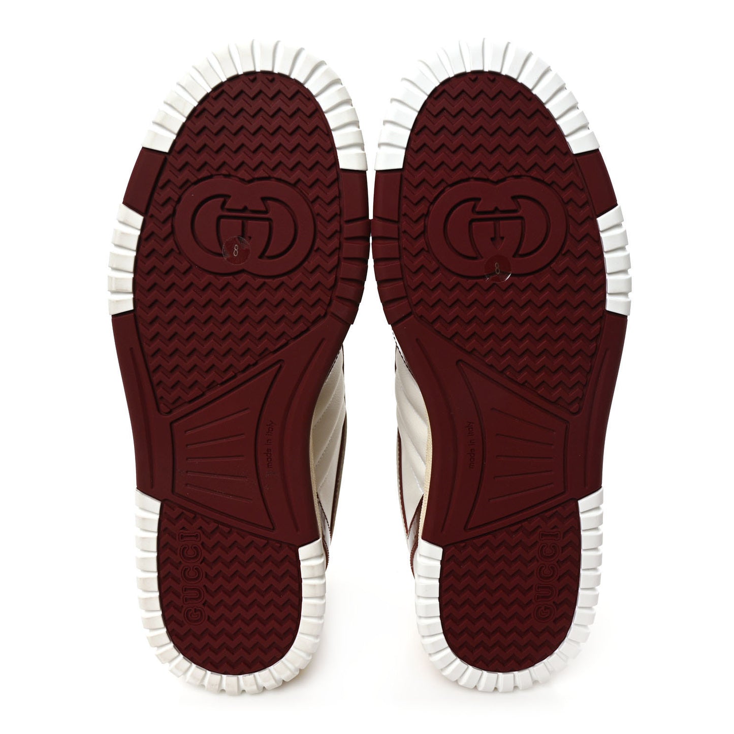 Calfskin Suede Mens Re-Web Sneakers 8 White Red