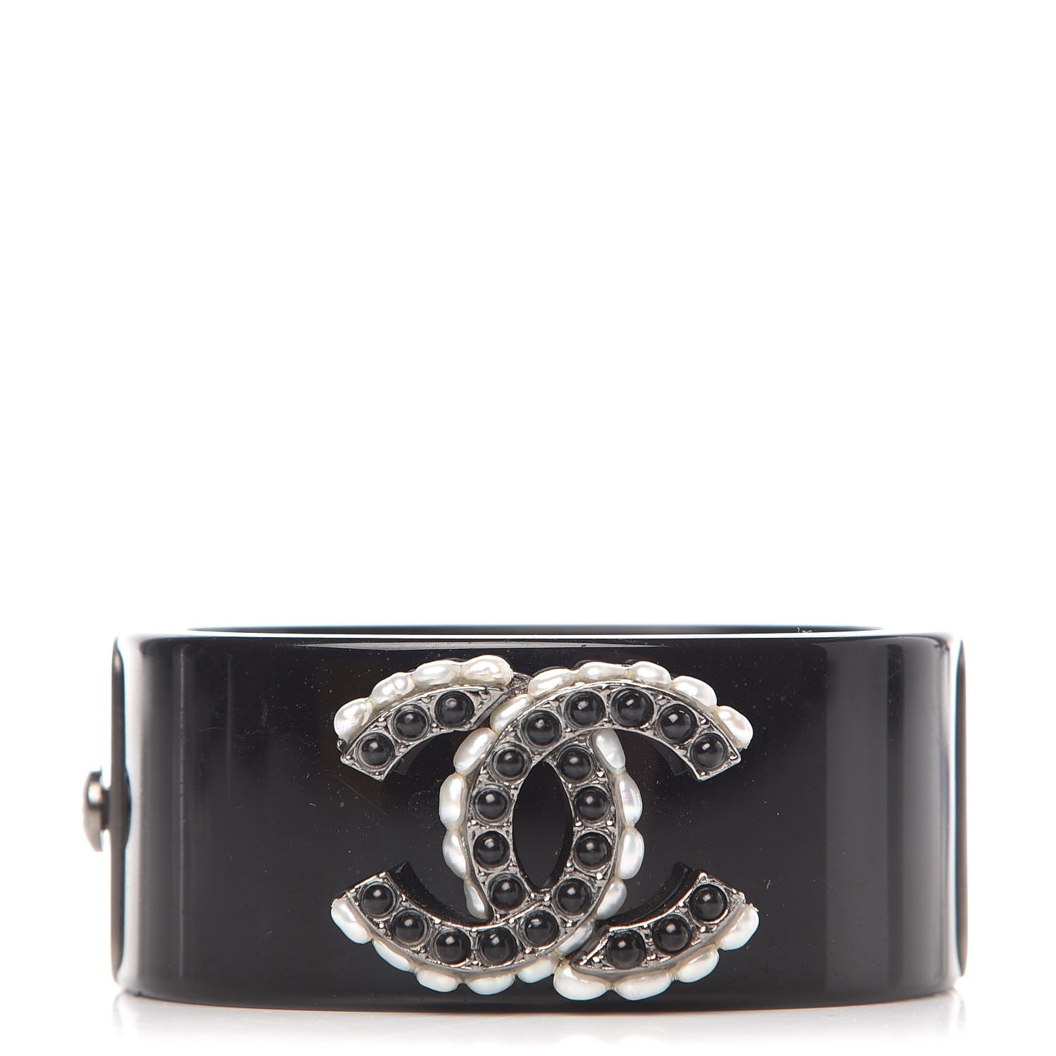 Chanel Resin Pearl CC Cuff Black 1 of 6