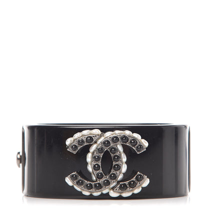 Chanel Resin Pearl CC Cuff Black 1 of 6