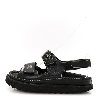 Chanel Calfskin Velcro Dad Sandals 35 Black 1 of 7