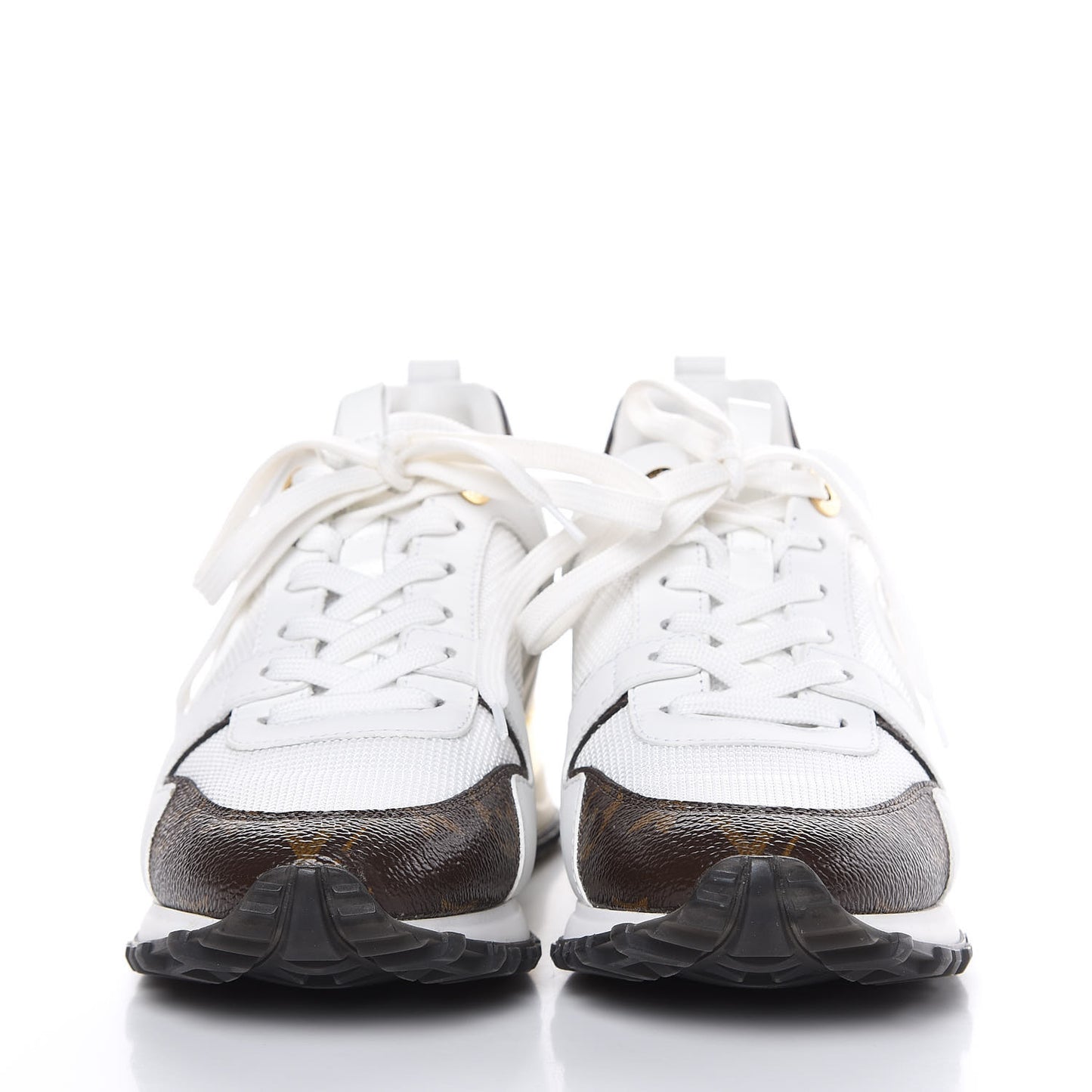 Calfskin Monogram Run Away Sneakers 36.5 White