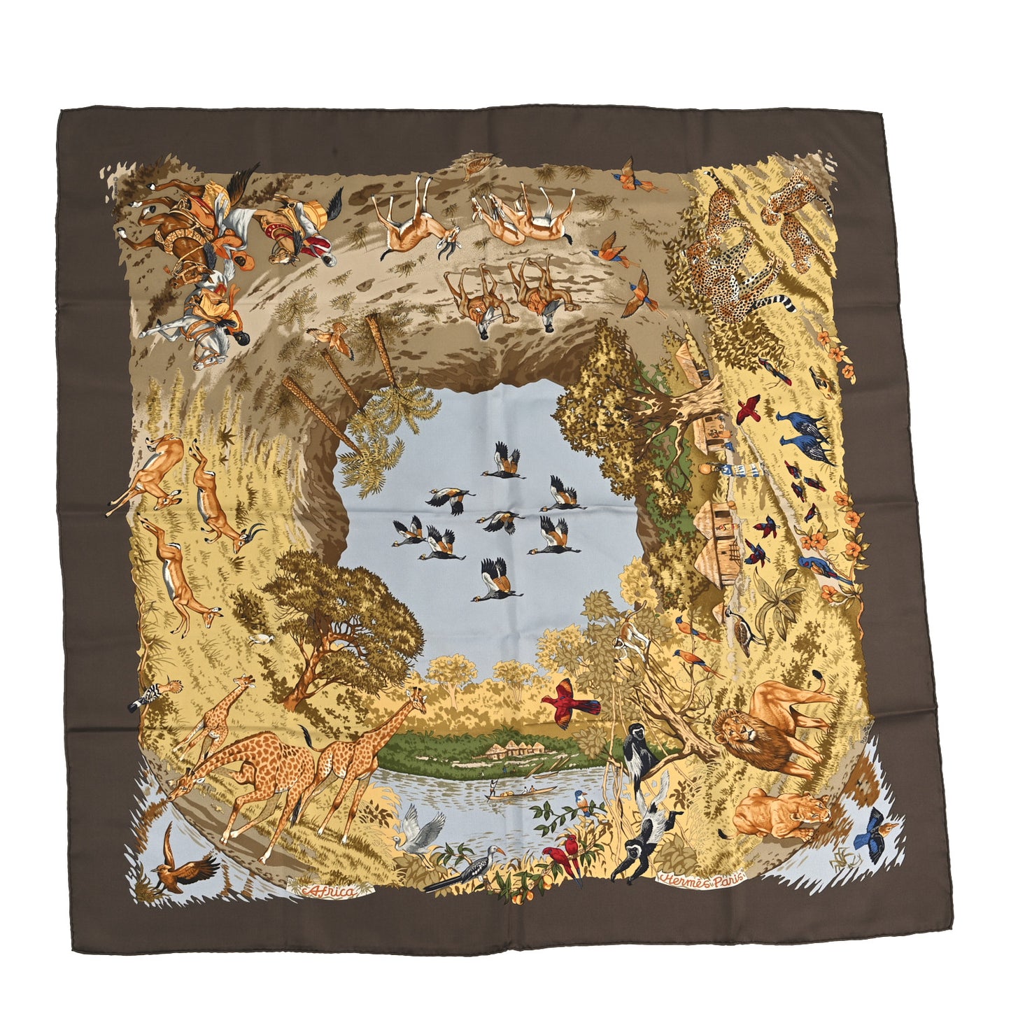 Silk Africa Scarf 90 Brown Multicolor