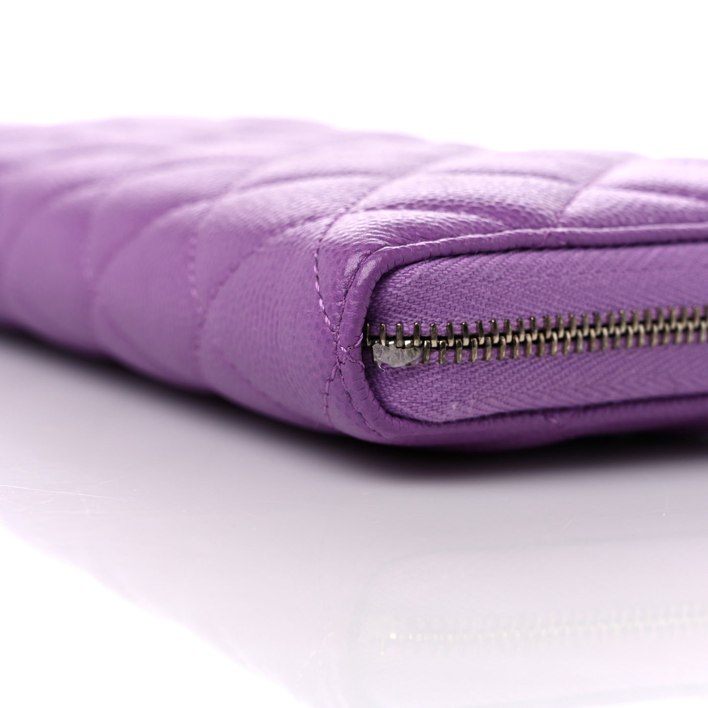 Caviar Quilted Large Gusset Zip Around Wallet Purple