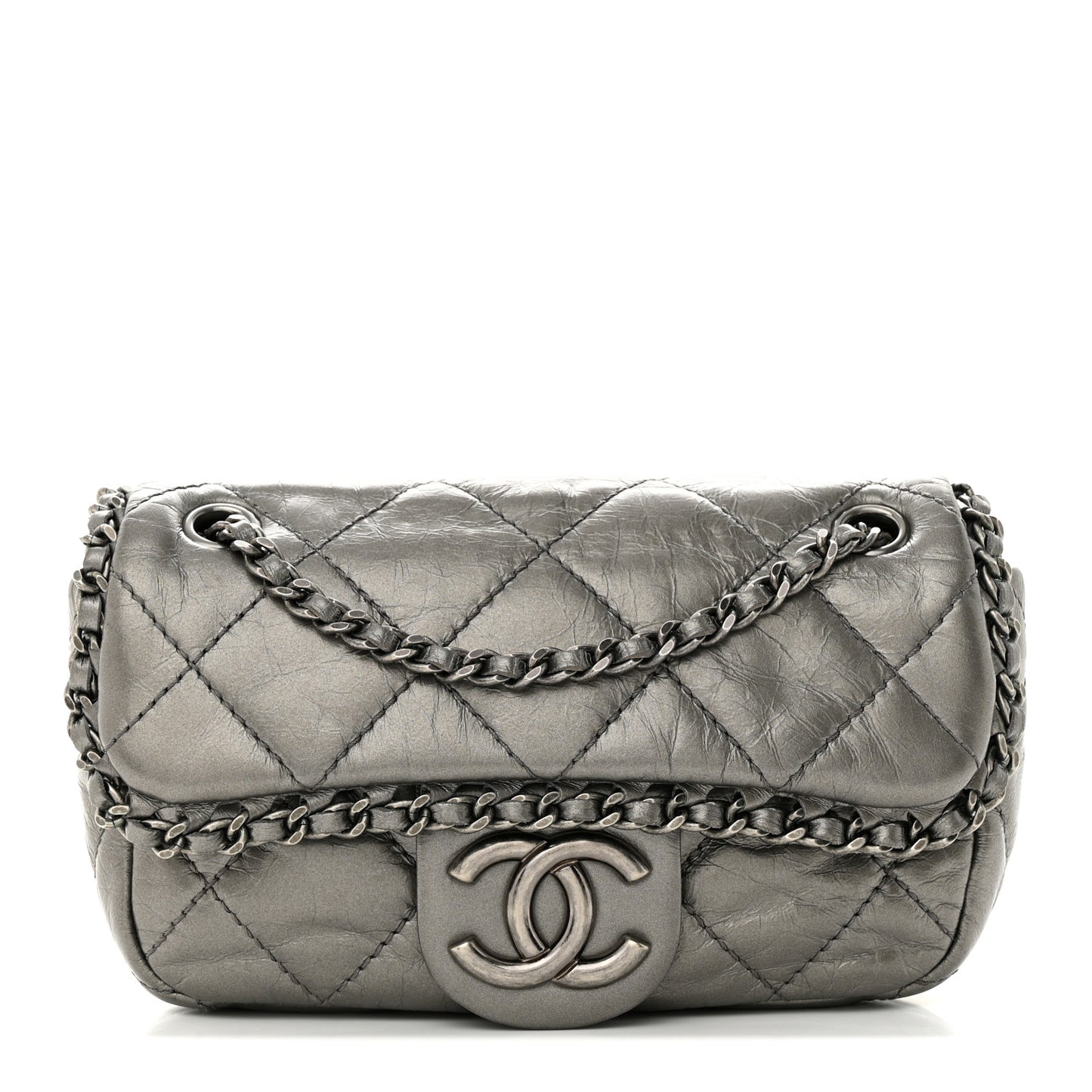 Calfskin Mini Chain Me Flap Dark Grey