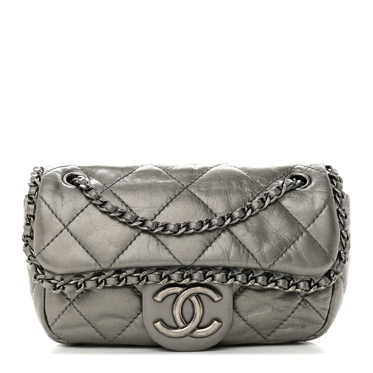 Chanel Calfskin Mini Chain Me Flap Dark Grey 1 of 12