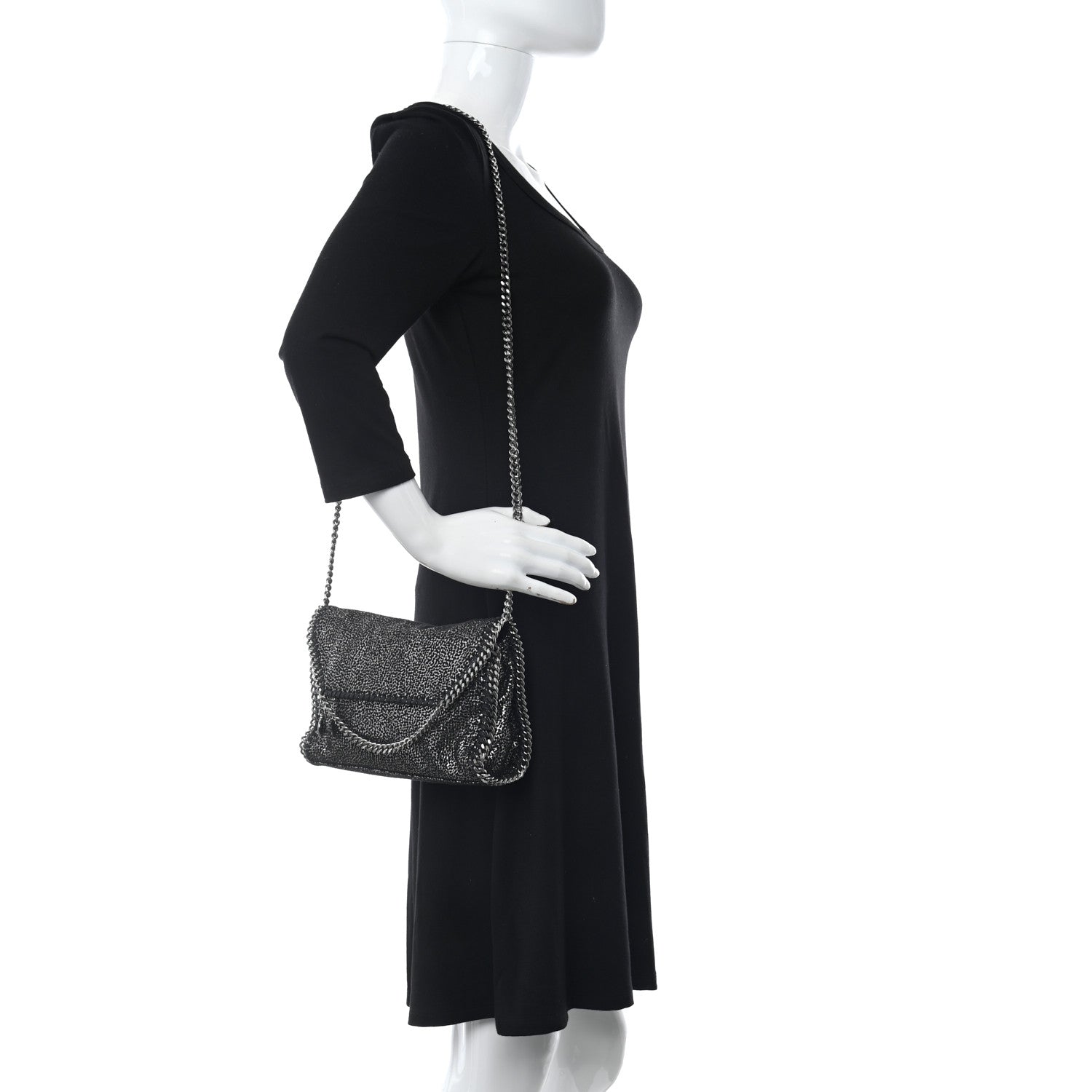 Stella McCartney Chamois Shiny Dotted Mini Falabella Crossbody Bag Ruthenium 2 of 12
