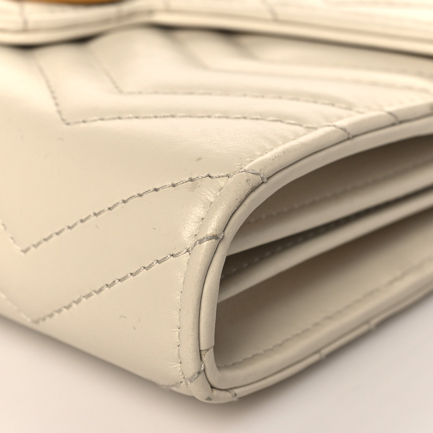 Gucci Calfskin Matelasse GG Marmont Chain Wallet Mystic White 9 of 9