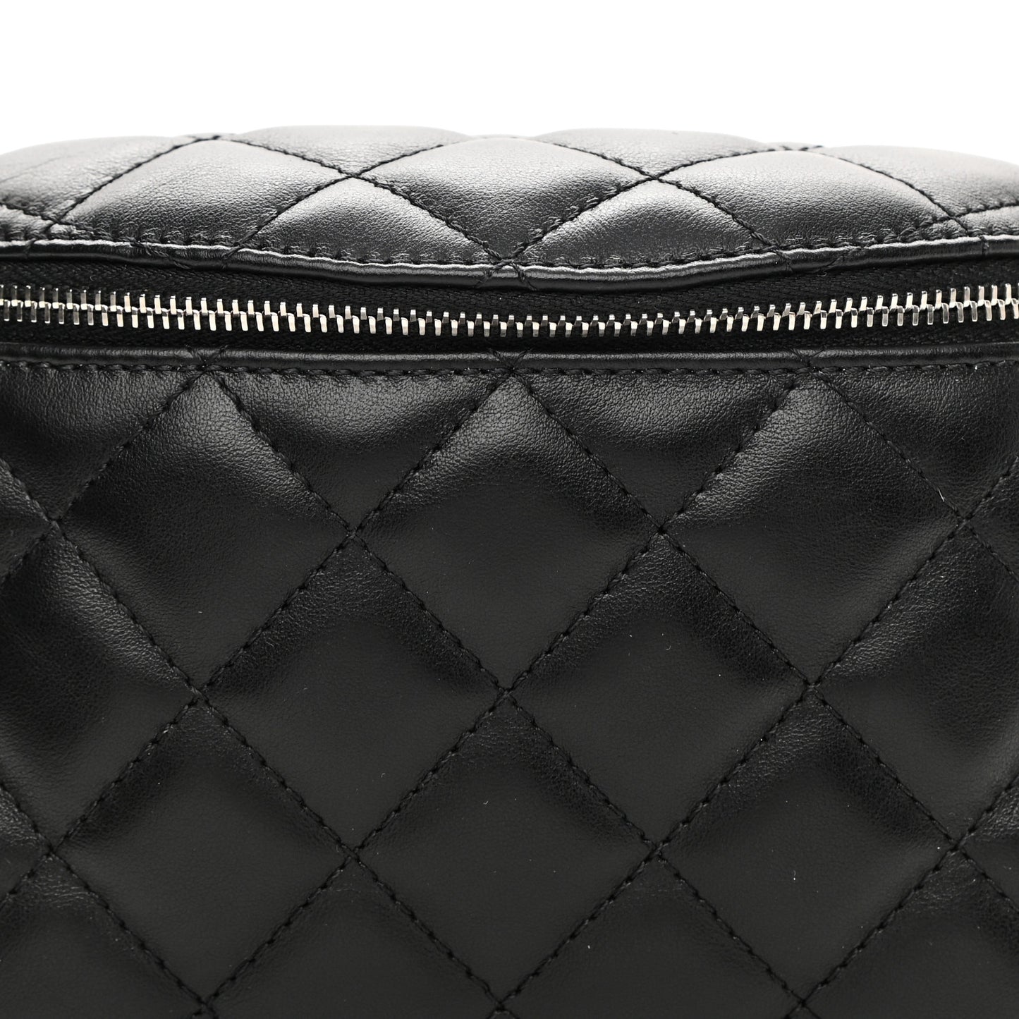 Grained Calfskin Quilted Waist Belt Bag Black