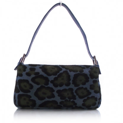 Fendi Calf Hair Leopard Print Baguette Blue 3 of 13