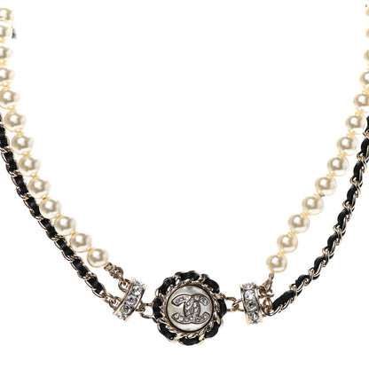 Chanel Pearl Crystal Lambskin CC Choker Gold Black 3 of 6