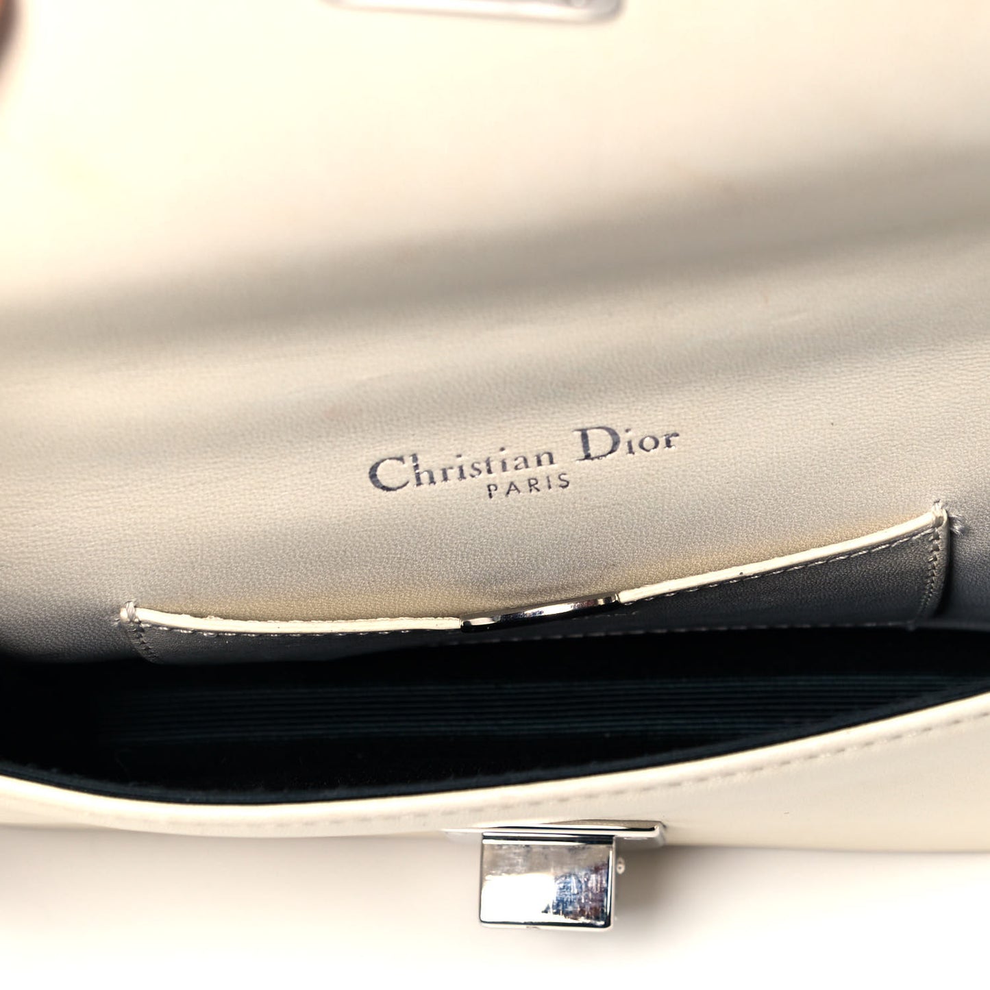 Calfskin Mini Diorama Flap Bag Off White