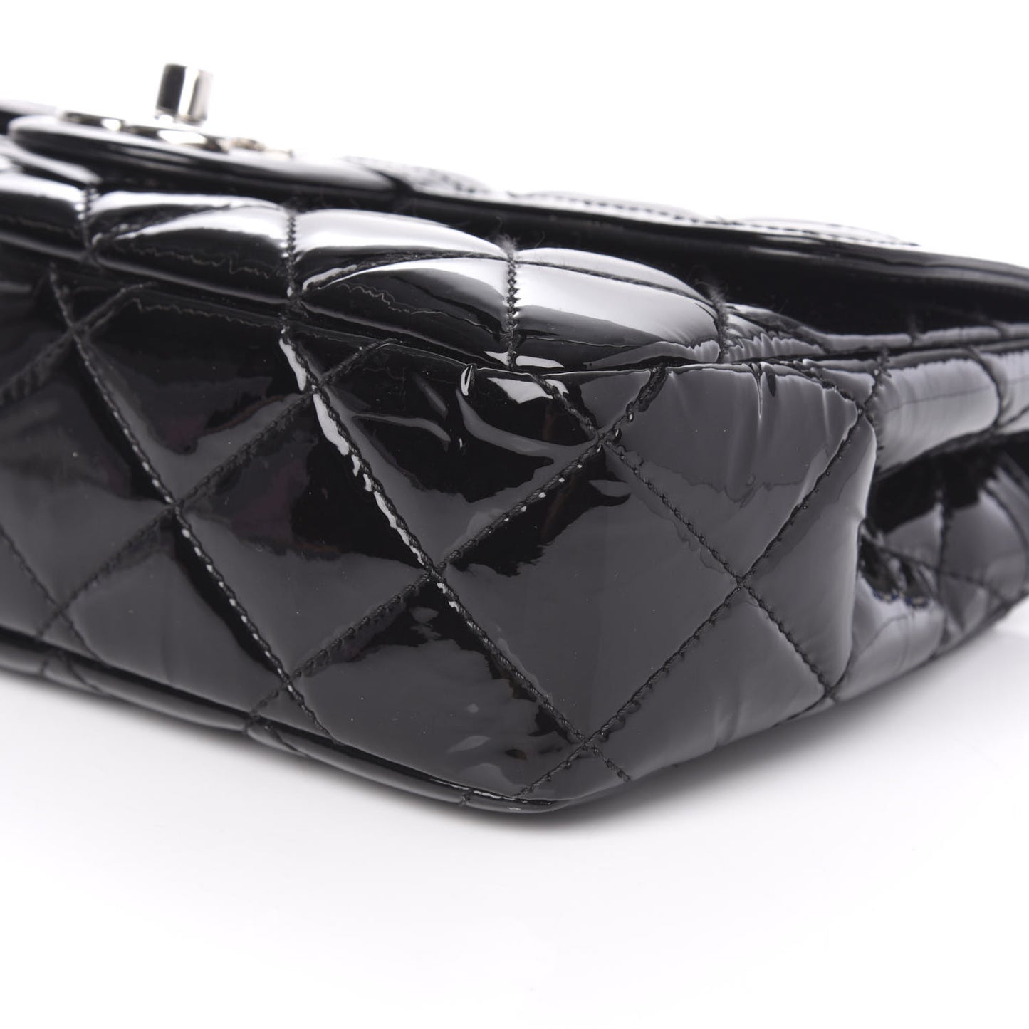 Patent Quilted Small Coco Shine Flap Black