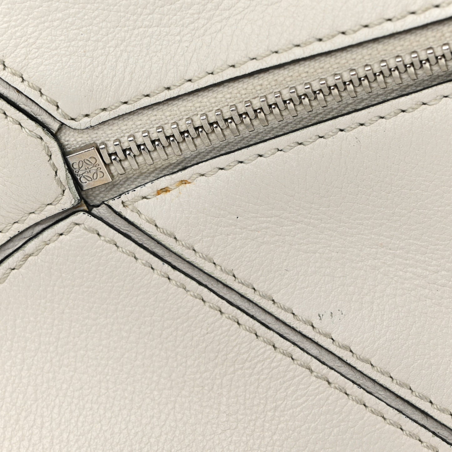 Grained Calfskin Small Puzzle Bag White