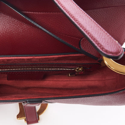 Christian Dior Grained Calfskin Saddle Bag Burgundy 6 of 8