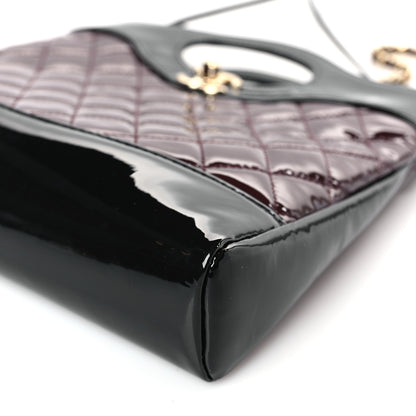 Chanel Patent Calfskin Quilted Mini 31 Shopping Bag Burgundy Black 9 of 9