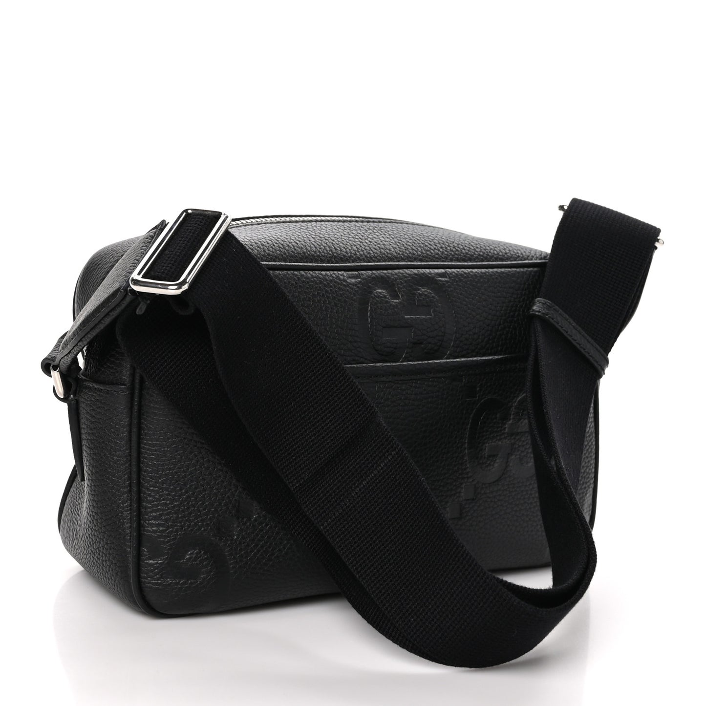 Piuma Calfskin Jumbo GG Embossed Medium Messenger Bag Black