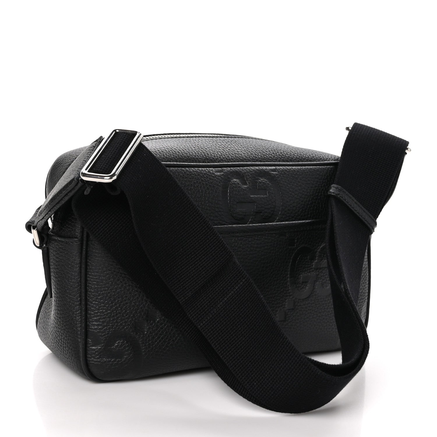 Gucci Piuma Calfskin Jumbo GG Embossed Medium Messenger Bag Black 3 of 10