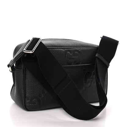 Gucci Piuma Calfskin Jumbo GG Embossed Medium Messenger Bag Black 3 of 10