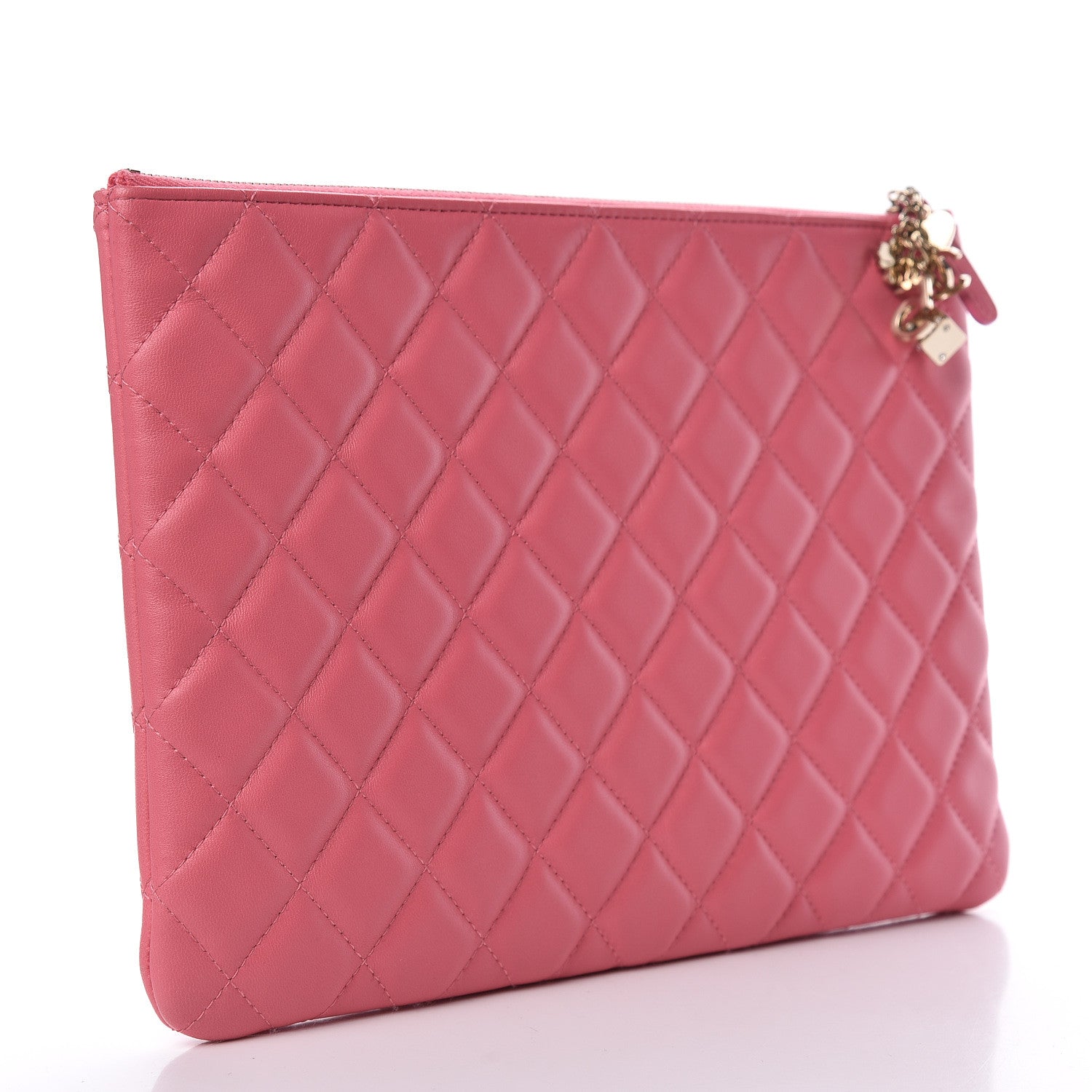 Chanel Lambskin Quilted Medium Casino Beauty CC Cosmetic Case Fuchsia 3 of 12