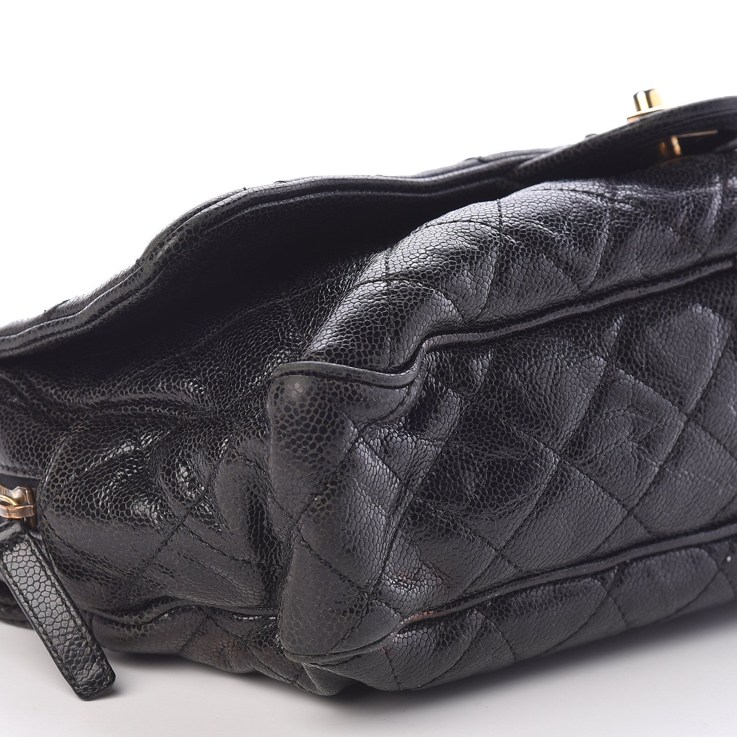 Chanel Crumpled Grained Calfskin Quilted Large Shiva Flap Black 9 of 10