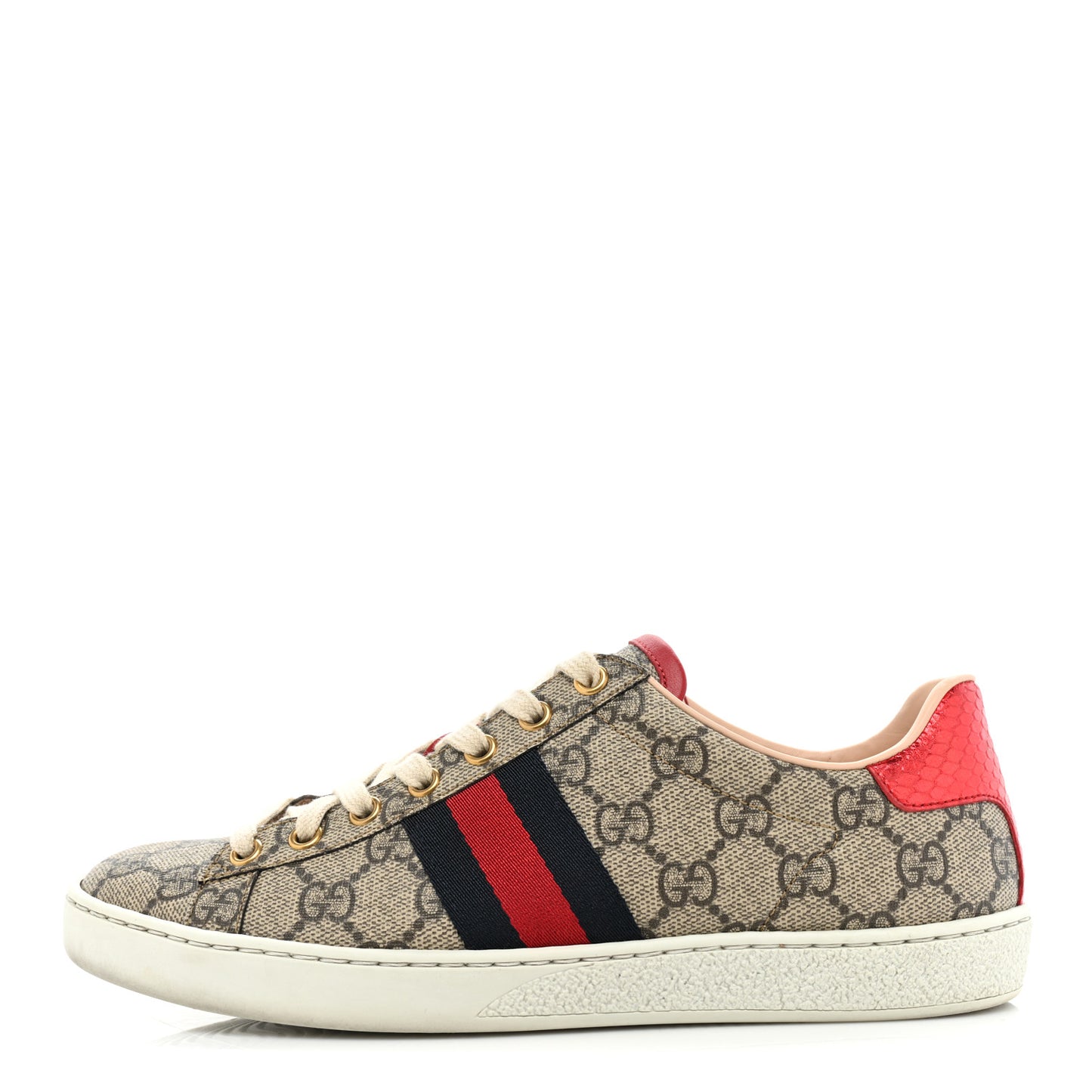 GG Supreme Monogram Womens Ace Low-Top Sneaker 37.5 Beige