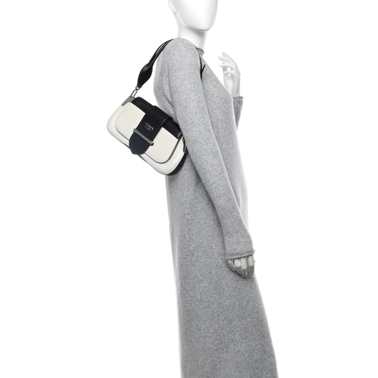 City Calfskin Small Sidonie Shoulder Bag White Black
