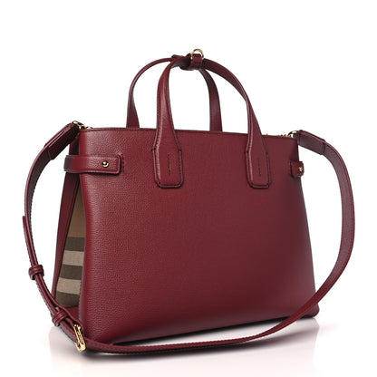 Burberry Grainy Calfskin House Check Medium Banner Tote Mahogany Red 3 of 10
