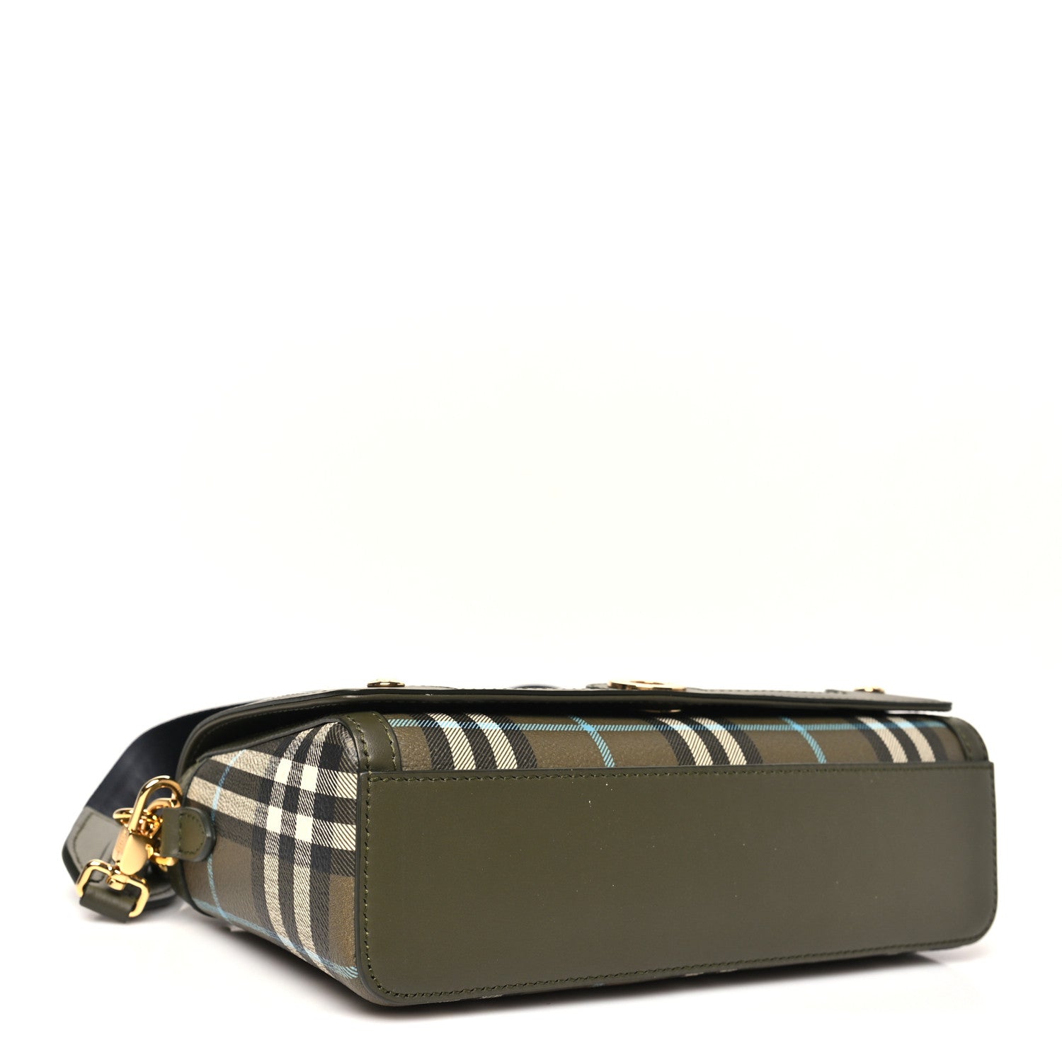 Burberry Coated Canvas Calfskin Vintage Check Note Top Handle Shoulder Bag Olive Green 4 of 11