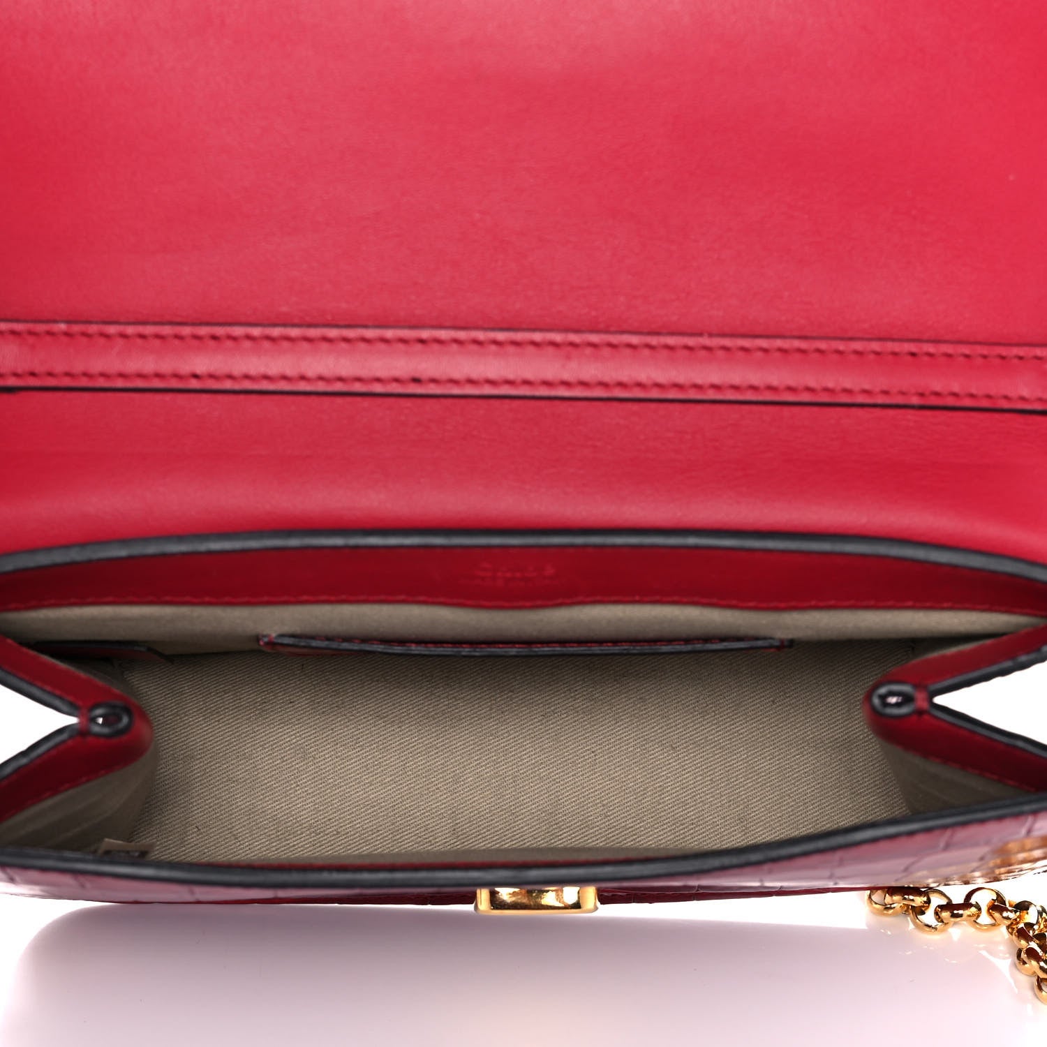 Chloe Calfskin Crocodile Embossed C Clutch With Chain Red 5 of 12